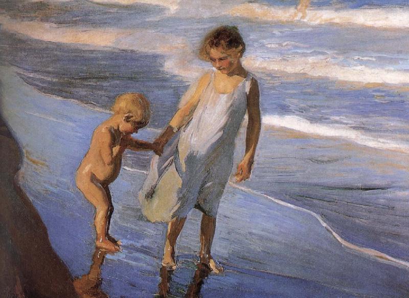 Joaquin Sorolla Two children in Valencia Beach oil painting picture